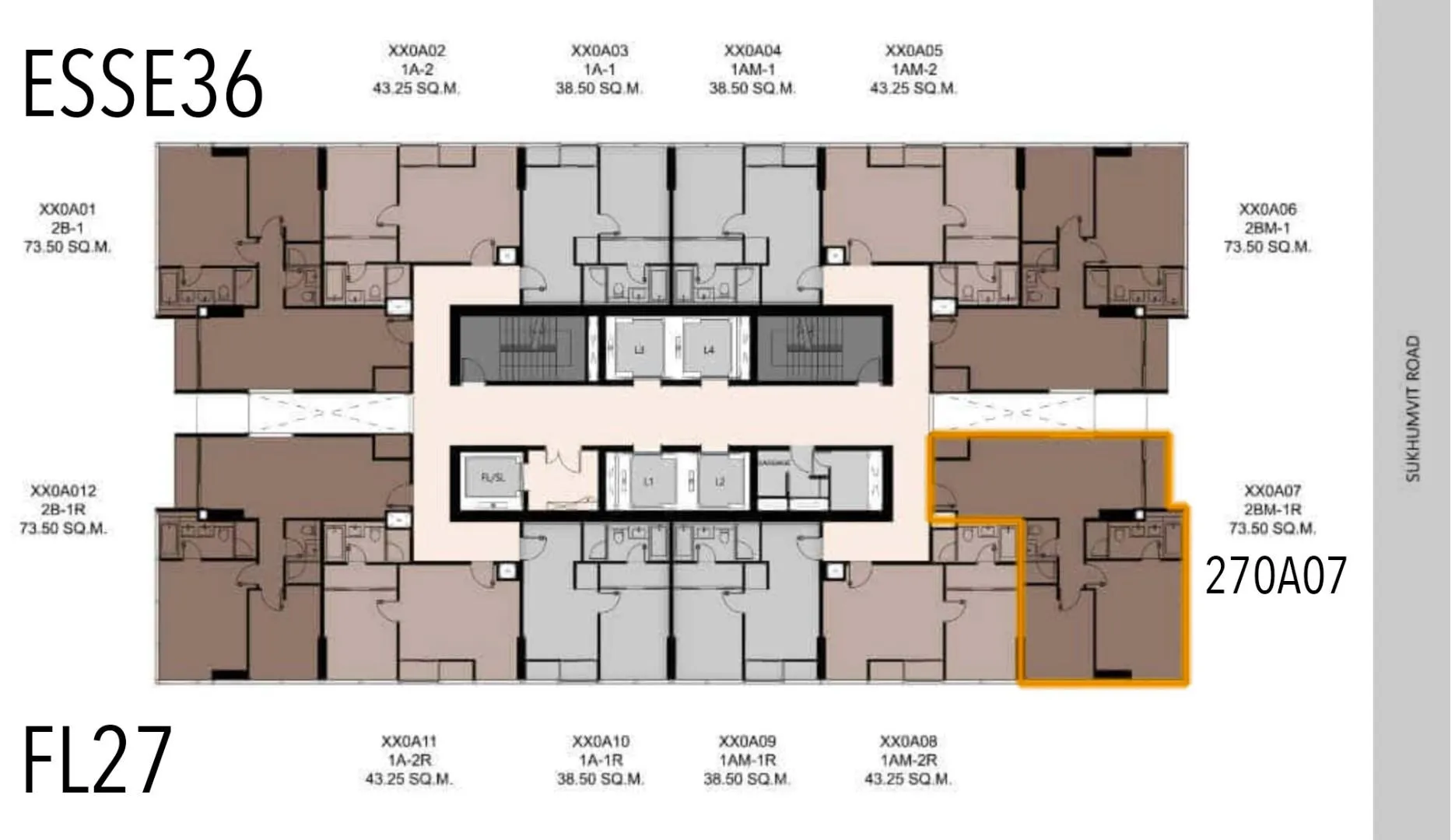 The Esse Sukhumvit 36的兩房公寓